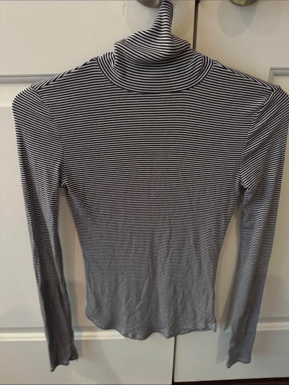 Uniqlo Black & White Striped Turtleneck Long-Sleeve Top